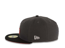 Load image into Gallery viewer, San Diego Padres New Era MLB 59FIFTY 5950 Fitted Cap Hat Dark Gray Crown Black Visor White/Metallic Red Cooperstown Logo 1984 World Series Side Patch