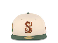 Load image into Gallery viewer, Seattle Mariners New Era MLB 59FIFTY 5950 Fitted Cap Hat Chrome Crown Green Visor Brown/Peach Logo 30th Anniversary Side Patch Gray UV Camp