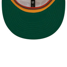 Load image into Gallery viewer, San Diego Padres New Era MLB 59FIFTY 5950 Fitted Cap Hat Chrome Crown Dark Brown Visor Orange/Yelllow Script Logo 50th Anniversary Side Patch Green UV