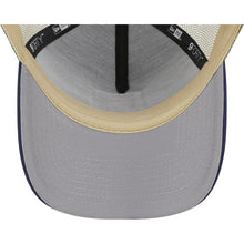 Load image into Gallery viewer, San Diego Padres New Era MLB 9FORTY 940 Adjustable A-Frame Foam Cap Hat Vegas Gold Crown Light Navy Visor Orange/Light Navy Logo Mesh Trucker Back