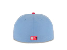 Load image into Gallery viewer, San Diego Padres New Era MLB 59FIFTY 5950 Fitted Cap Hat Sky Blue Crown Magenta Visor White/Magenta Logo Mexico Flag Side Patch Gray UV