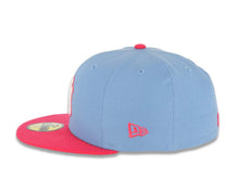 Load image into Gallery viewer, New York Yankees New Era MLB 59FIFTY 5950 Fitted Cap Hat Sky Blue Crown Magenta Visor White/Magenta Logo Mexico Flag Side Patch Gray UV
