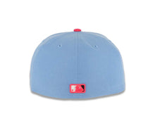 Load image into Gallery viewer, New York Yankees New Era MLB 59FIFTY 5950 Fitted Cap Hat Sky Blue Crown Magenta Visor White/Magenta Logo Mexico Flag Side Patch Gray UV