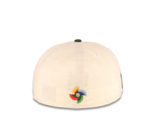 Load image into Gallery viewer, Mexico New Era WBC World Baseball Classic 59FIFTY 5950 Fitted Cap Hat Cream Crown Dark Green Visor Team Color Logo Mexico Flag Side Patch Gray UV