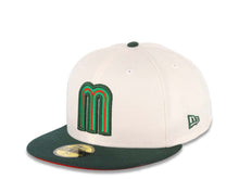 Load image into Gallery viewer, Mexico New Era WBC World Baseball Classic 59FIFTY 5950 Fitted Cap Hat Cream Crown Dark Green Visor Green/Red Logo Mexico Flag Side Patch Red UV
