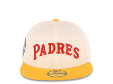 Load image into Gallery viewer, San Diego Padres New Era MLB 59FIFTY 5950 Fitted Cap Hat Chrome White Crown Yellow Visor Cooperstown Script Logo Centennial Side Patch Green UV