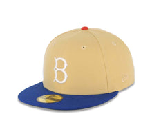 Load image into Gallery viewer, Brooklyn Dodgers New Era MLB 59FIFTY 5950 Fitted Cap Hat Vegas Gold Crown Blue Visor Team Color "B" Logo Jackie Robinson 50th Anniversary Side Patch