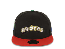 Load image into Gallery viewer, San Diego Padres New Era MLB 59FIFTY 5950 Fitted Cap Hat Black Crown Red Visor White/Yellow Logo 40th Anniversary Side Patch Green UV