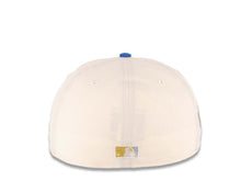 Load image into Gallery viewer, Los Angeles Dodgers New Era MLB 59FIFTY 5950 Fitted Cap Hat Cream Crown Royal Blue Visor Metallic Gold Logo 50th Anniversary Side Patch Green UV