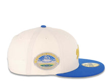 Load image into Gallery viewer, Los Angeles Dodgers New Era MLB 59FIFTY 5950 Fitted Cap Hat Cream Crown Royal Blue Visor Metallic Gold Logo 50th Anniversary Side Patch Green UV