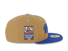 Load image into Gallery viewer, San Diego Padres New Era MLB 59FIFTY 5950 Fitted Cap Hat Tan Crown Royal Blue Visor Padres Script/Text Logo 2007 All-Star Game Side Patch