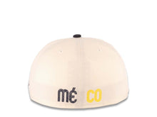 Load image into Gallery viewer, (Corduroy Visor) Mexico New Era WBC World Baseball Classic 59FIFTY 5950 Fitted Cap Hat Cream Crown Navy Visor Yellow/Navy Logo Mexico Flag Side Patch