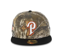 Load image into Gallery viewer, San Diego Padres New Era MLB 59FIFTY 5950 Fitted Cap Hat Real Tree Edge Camo Crown Black Visor White P Logo Jackie Robinson 50th Anniversary SidePatch
