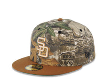 Load image into Gallery viewer, San Diego Padres New Era MLB 59FIFTY 5950 Fitted Cap Hat Real Tree Edge Crown Brown Visor White/Light Khaki Logo 50th Anniversary Side Patch Green UV
