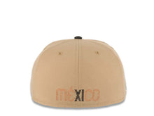 Load image into Gallery viewer, Mexico New Era WBC World Baseball Classic 59FIFTY 5950 Fitted Cap Hat Khaki Crown Black Visor Metallic Brown Logo Mexico Flag Side Patch