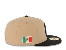 Load image into Gallery viewer, Mexico New Era WBC World Baseball Classic 59FIFTY 5950 Fitted Cap Hat Khaki Crown Black Visor Metallic Brown Logo Mexico Flag Side Patch