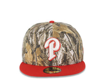 Load image into Gallery viewer, San Diego Padres New Era MLB 59FIFTY 5950 Fitted Cap Hat Real Tree Edge Camo Crown Red Visor White/Red Logo 25th Anniversary Side Patch Green UV