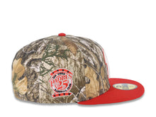 Load image into Gallery viewer, San Diego Padres New Era MLB 59FIFTY 5950 Fitted Cap Hat Real Tree Edge Camo Crown Red Visor White/Red Logo 25th Anniversary Side Patch Green UV