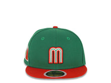 Load image into Gallery viewer, (Youth) Mexico New Era WBC World Baseball Classic 59FIFTY 5950 Fitted Kid Cap Hat Green Crown Red Visor Green/White/Red Logo Mexico Flag Side Patch