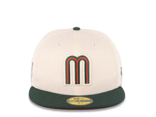 Load image into Gallery viewer, Mexico New Era WBC World Baseball Classic 59FIFTY 5950 Fitted Cap Hat Cream Crown Dark Green Visor Red/Dark Green Logo Mexico Flag Side Patch