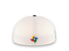 Load image into Gallery viewer, Mexico New Era WBC World Baseball Classic 59FIFTY 5950 Fitted Cap Hat Cream Crown Black Visor White/Metallic Gold/Black Logo Mexico Flag Side Patch