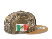 Load image into Gallery viewer, Mexico New Era WBC World Baseball Classic 59FIFTY 5950 Fitted Cap Hat Real-Tree Edge Crown Light Brown Visor Yellow/Black Logo Mexico Flag Side Patch Gray UV