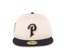 Load image into Gallery viewer, San Diego Padres New Era MLB 59FIFTY 5950 Fitted Cap Hat Cream Crown Dark Navy Visor Navy/Metallic Gold "P" Logo 40th Anniversary Side Patch Gray UV