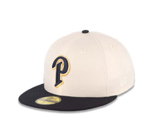 Load image into Gallery viewer, San Diego Padres New Era MLB 59FIFTY 5950 Fitted Cap Hat Cream Crown Dark Navy Visor Navy/Metallic Gold "P" Logo 40th Anniversary Side Patch Gray UV