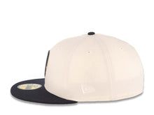 Load image into Gallery viewer, San Diego Padres New Era MLB 59FIFTY 5950 Fitted Cap Hat Cream Crown Dark Navy Visor Navy/Metallic Gold "P" Logo 40th Anniversary Side Patch Gray UV
