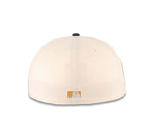 Load image into Gallery viewer, San Diego Padres New Era MLB 59FIFTY 5950 Fitted Cap Hat Cream Crown Dark Navy Visor Navy/Metallic Gold "P" Logo 40th Anniversary Side Patch Gray UV
