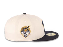 Load image into Gallery viewer, San Diego Padres New Era MLB 59FIFTY 5950 Fitted Cap Hat Cream Crown Dark Navy Visor Navy/Metallic Gold "P" Logo 40th Anniversary Side Patch Gray UV