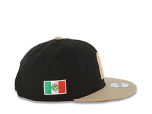 Load image into Gallery viewer, (Youth) Mexico New Era WBC World Baseball Classic 9FIFTY 950 Kid Snapback Cap Hat Black Crown Khaki Visor Metallic Brown Logo Mexico Flag Side Patch