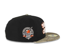 Load image into Gallery viewer, San Diego Padres New Era MLB 59FIFTY 5950 Fitted Cap Hat Black Crown Real Tree Edge Camo Visor Glow White/Orange Slam Logo 40th Anniversary Side Patch