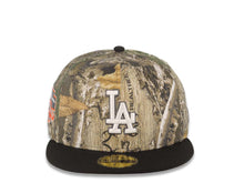 Load image into Gallery viewer, Los Angeles Dodgers New Era MLB 59FIFTY 5950 Fitted Cap Hat Real Tree Edge Crown Black Visor White Logo Jackie Robinson 50th Anniversary Side Patch