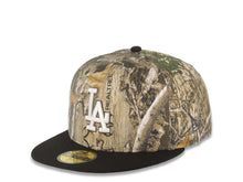 Load image into Gallery viewer, Los Angeles Dodgers New Era MLB 59FIFTY 5950 Fitted Cap Hat Real Tree Edge Crown Black Visor White Logo Jackie Robinson 50th Anniversary Side Patch