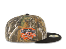 Load image into Gallery viewer, Los Angeles Dodgers New Era MLB 59FIFTY 5950 Fitted Cap Hat Real Tree Camo Crown Black Visor White Logo Jackie Robinson 50th Anniversary Side Patch
