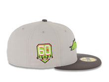 Load image into Gallery viewer, Houston Astros New Era MLB 59FIFTY 5950 Fitted Cap Hat Gray Crown Dark Gray Visor Lime Green/Red Logo 60th Anniversary Side Patch Gray UV