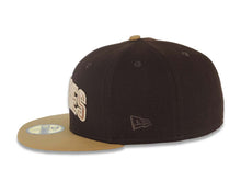 Load image into Gallery viewer, San Diego Padres New Era MLB 59FIFTY 5950 Fitted Cap Hat Dark Brown Crown Wheat Visor Matallic Brown/Cream Gradient Logo Petco Park Side Patch Gray UV