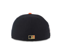 Load image into Gallery viewer, San Diego Padres New Era MLB 59FIFTY 5950 Fitted Cap Hat Navy Crown Orange Visor Navy/Metallic Gold Script Logo 1996 All-Star Game Side Patch Gray UV