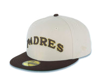 Load image into Gallery viewer, San Diego Padres New Era MLB 59FIFTY 5950 Fitted Cap Hat Stone Crown Dark Brown Visor Dark Brown/Metallic Gold Logo 1971 All-Star Game Side Patch