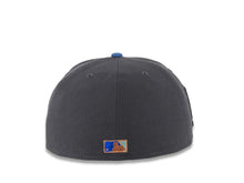 Load image into Gallery viewer, San Diego Padres New Era MLB 59FIFTY 5950 Fitted Cap Hat Dark Gray Crown Blue Visor Sky Blue/Moss Green Script Logo Batting Friar Side Patch Gray UV