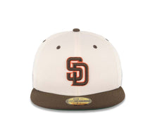 Load image into Gallery viewer, San Diego Padres New Era MLB 59FIFTY 5950 Fitted Cap Hat Cream Crown Brown Visor Brown/Orange Logo Batterman Batty Side Patch Green UV