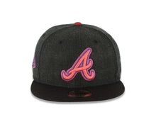 Load image into Gallery viewer, Atlanta Braves New Era MLB 59FIFTY 5950 Fitted Cap Hat Black Crown Black Visor Lava Red/Purple Logo Gray UV