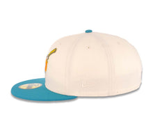 Load image into Gallery viewer, San Diego Padres New Era MLB 59FIFTY 5950 Fitted Cap Hat Cream Crown Teal Visor Orange/ Metallic Gold Petco Park Side Patch Gray UV