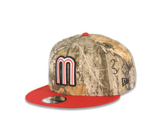 Load image into Gallery viewer, Mexico New Era 9FIFTY 950 Snapback Cap Hat Real Tree Edge Camo Crown Red Visor Glow White/Red “M” Logo Mexico Flag Side Patch