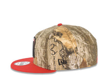 Load image into Gallery viewer, Mexico New Era 9FIFTY 950 Snapback Cap Hat Real Tree Edge Camo Crown Red Visor Glow White/Red “M” Logo Mexico Flag Side Patch