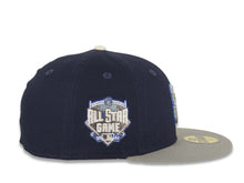 Load image into Gallery viewer, San Diego Padres New Era MLB 59FIFTY 5950 Fitted Cap Hat Navy Blue Crown Gray Visor Metallic Black/Blue Logo 2016 All-Star Game Side Patch Cream UV