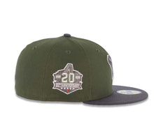 Load image into Gallery viewer, Arizona Diamondbacks New Era MLB 59FIFTY 5950 Fitted Cap Hat Olive Green Crown Gray Visor Metallic Gray/White Snake Logo 20th Anniversary Side Patch Gray UV