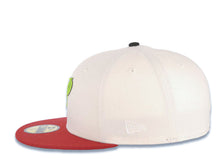Load image into Gallery viewer, San Diego Padres New Era MLB 59FIFTY 5950 Fitted Cap Hat Cream Crown Red Visor Light Green P Script Logo 50th Anniversary Side Patch Gray UV