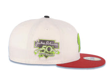 Load image into Gallery viewer, San Diego Padres New Era MLB 59FIFTY 5950 Fitted Cap Hat Cream Crown Red Visor Light Green P Script Logo 50th Anniversary Side Patch Gray UV